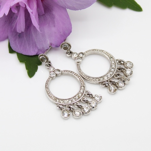 Jewelry - Boho 925 silver crystal dangle earrings